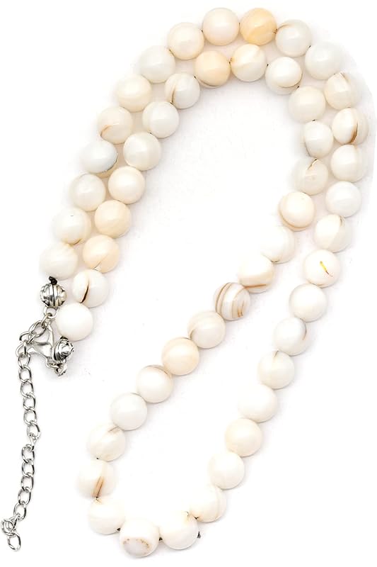 Natural Mother of Pearl Beaded Choker, Genuine White Crystal Necklace, Gemstone Choker, 8mm Beads, Unique Fashion Jewelry, Healing Crystal Chakra Necklace, Durable Stone Necklace, Cancer Necklace