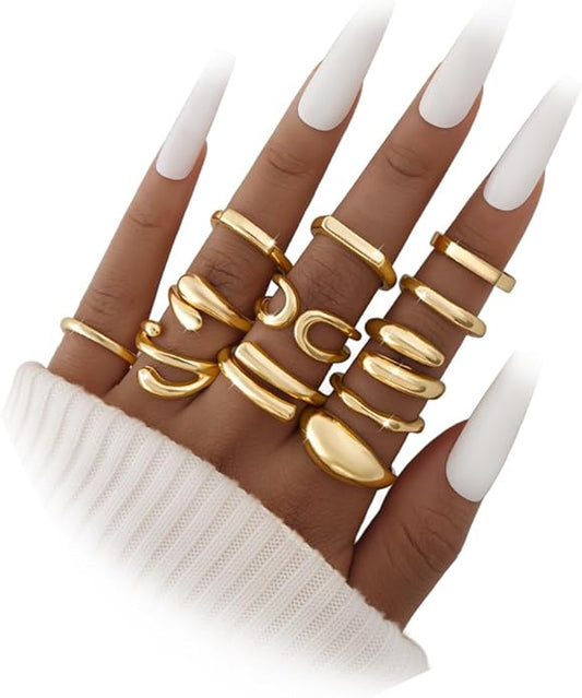 iF YOU 25 Pcs Gold Knuckle Ring Set for Women, Chunky Stackable Finger Midi Rings, Silver Simple Stacking Cute Rings Pack Trendy Stuff Jewelry Gift