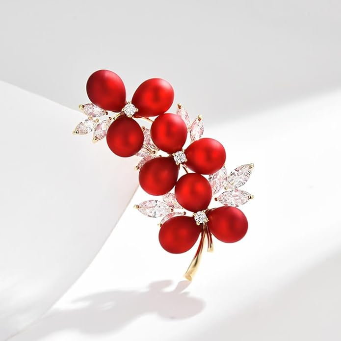 AILONMEI Red Rose Flower Brooches and Pins for Women Costume Jewelry Brooch Pins Broches Jewelry for Women Elegant Lady Pin