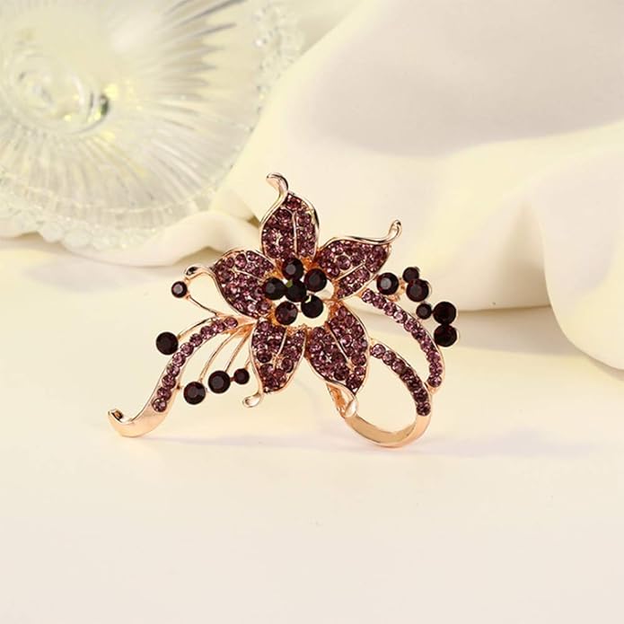 Crystal Pearl Flower Brooches Pins Fashion Beautiful Created Rhinestone Floral Brooch Good Idea for Party Dance Wedding Banquet for Elegant Women Girl
