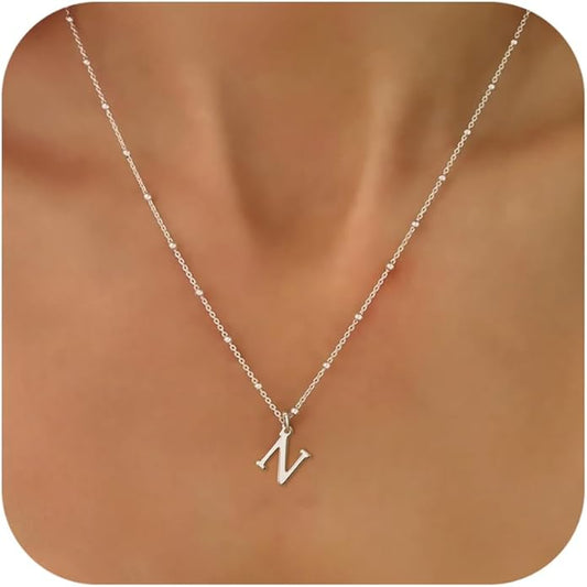 Initial Necklaces for Women Dainty Gold Letter Pendant Necklace 14k Gold Plated A-Z Name Necklaces Cute Charm Choker Necklace Fashion Accessories Non Tarnish Trendy Jewelry Gift