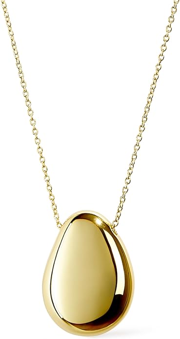 Ana Luisa Pebble Pendant Necklace for Women - 14K Gold Plated and Silver Rhodium Plated Trendy Small & Mini Teardrop Necklace with Lobster Clasp - Hypoallergenic, Water-Resistant, Tarnish-Free Jewelry