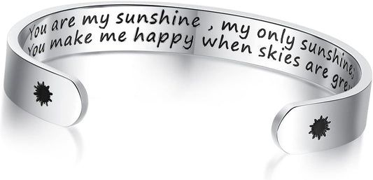 TONY & SANDY Inspirational Bracelets for Women Teen Girls Personalized Gifts for Daughter Granddaughter Mom Sister Friends Stainless Steel Engraved Cuff Birthday Easter Christmas