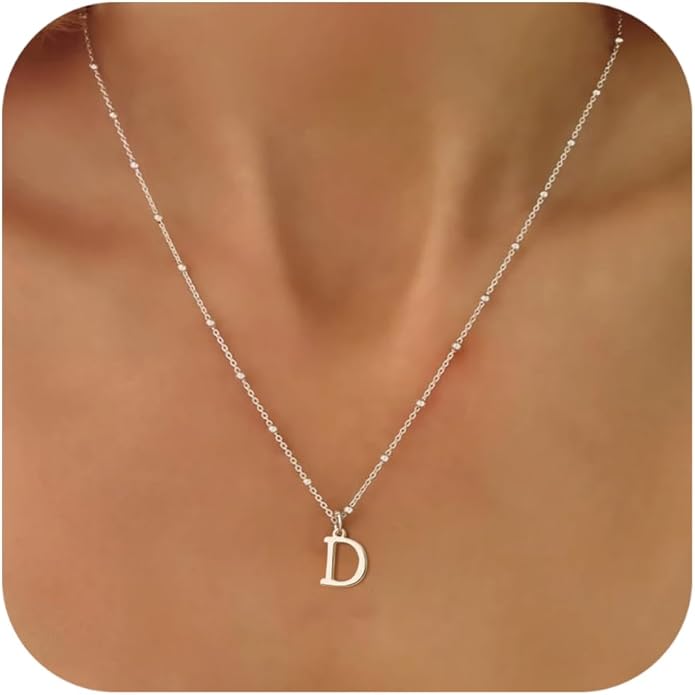 Initial Necklaces for Women Dainty Gold Letter Pendant Necklace 14k Gold Plated A-Z Name Necklaces Cute Charm Choker Necklace Fashion Accessories Non Tarnish Trendy Jewelry Gift