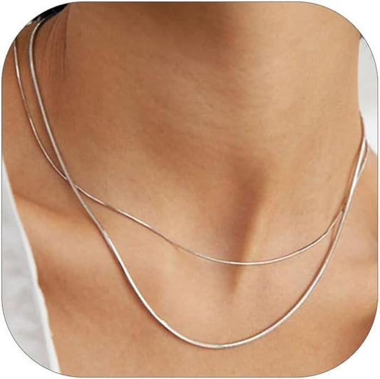 ChainsHouse Snake Chain Necklace for Women 1.2mm, 18-30" Adjustable with 5cm Extender for Pendants Lockets, Rose Gold/Stainless Steel/Black/14K Gold Hypoallergenic Dainty Jewelry Gift