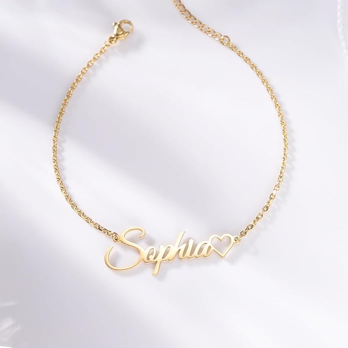 Yofair Ankle Bracelets for Women 18K Gold Plated Custom Gold Name Anklet Personalized Dainty Anklet Bracelet Summer Beach Jewelry for Women