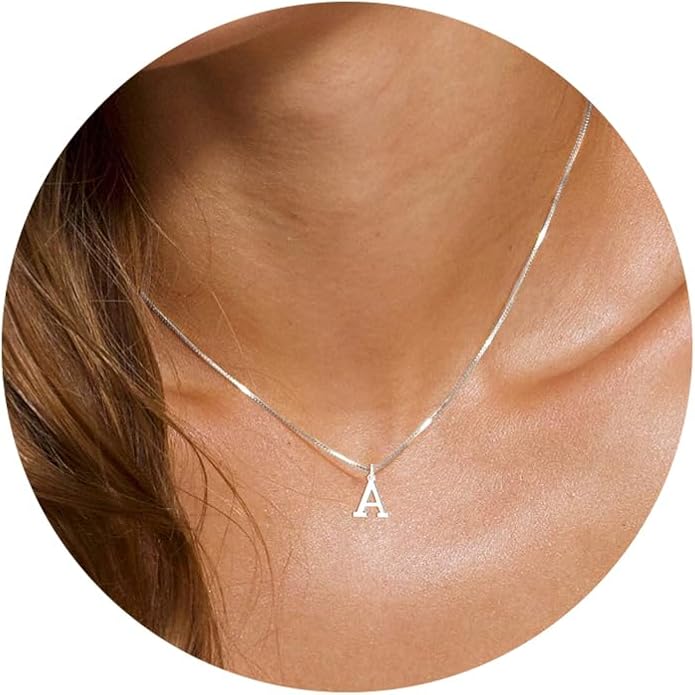Foxgirl Gold Initial Necklaces for Women, Dainty Gold Letter Necklace Tiny A-Z Pendant Choker Necklace Trendy Cute Personalized Monogram Name Necklace Gold Jewelry Necklace for Women Gift