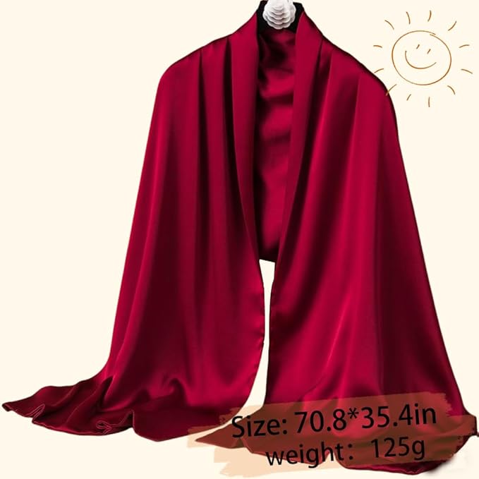 Clysoru Silk Scarf For Women Hair Scarves Lightweight Satin Elegant Shawl Wraps Bufanda Mujer Fashion Accessories 70.8"X35.4"