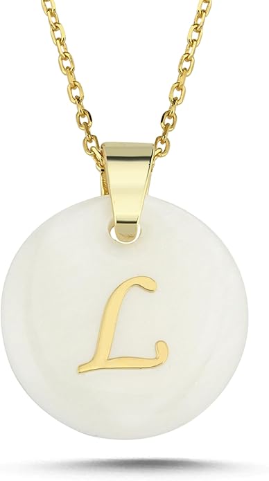 Initial Necklace for Women - Gifts for Women 18ct Gold Vermeil Letter Necklace Genuine Mother of Pearl 925K Sterling Silver Dainty Letter A-Z Necklace