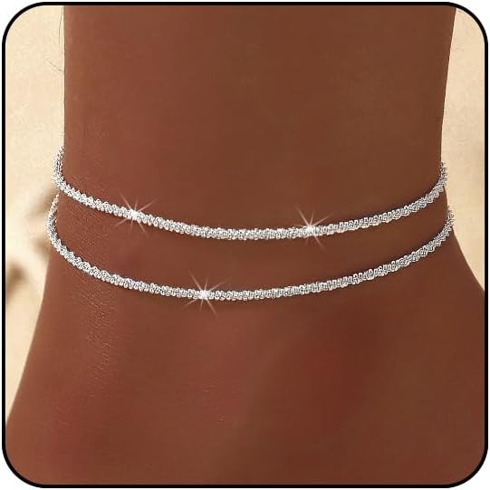 Ankle Bracelets for Women Waterproof Sparkly Anklets Tennis Rhinestone Anklets for Women Starfish Infinity Heart Cross Anklet Bracelet Beach Jewelry