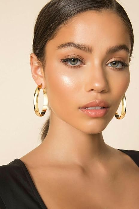 8mm Thick 925 Sterling Silver Hoops Earrings for Women 14K Real Gold Large Hoop Earrings Hypoallergenic and Lightweight Big Hoop Earrings for Women 20/30/40/50/60/70MM