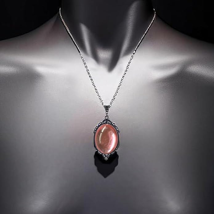 MIFYNN Gothic Stardust Crystal Cameo Necklace Red Purple Crystal Pendant Necklace Vintage Satan Demon Halloween Jewelry for Women