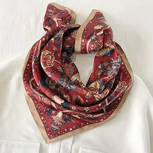 ANDANTINO 100% Mulberry Silk Square Scarf for Hair-25.6" X25.6'' Women Men Natural Silk Neckerchief Digital Printed Headscarf