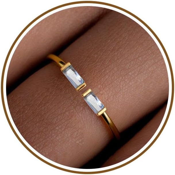 JSJOY Birthstone Rings for Women Dainty Emerald Blue Ring Birthday Gifts for Mom Her Gemstones CZ Ring for Teens Gold Rings That Don't Tarnish Adjustable Ring Jewelry Gifts
