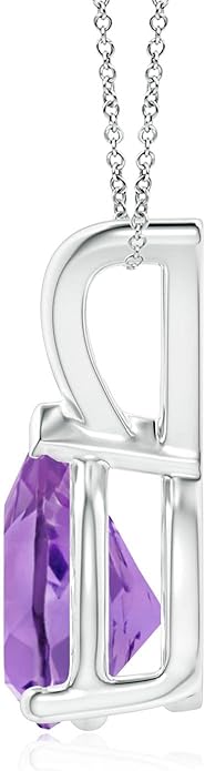 Angara Natural Amethyst Solitaire Pendant for Women | V-Bale Pear-Shaped Amethyst Solitaire Pendant in 14K Solid Gold/Silver/Platinum | February Birthday, Anniversary, Gemstone Jewellery Gift