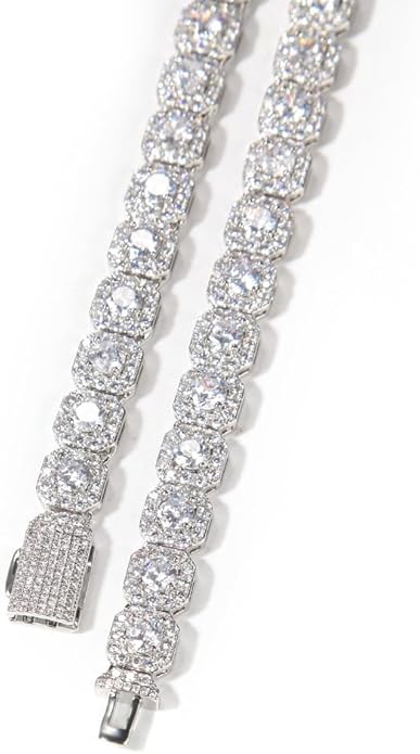 Elegance 14K Gold Square Diamond Moissanite Bracelet, White Gold Bracelet Options, Romantic Engagement Celebration Accessory Gift for Her