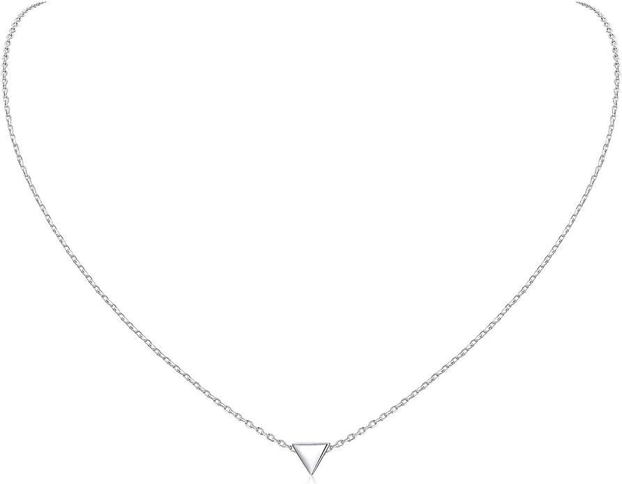 ChicSilver Personalized 925 Sterling Silver Dainty Small Heart/Star/Moon/Dot/Triangle Pendant Necklace for Women, Silver/Gold/Rose Gold/Black (with Gift Box)