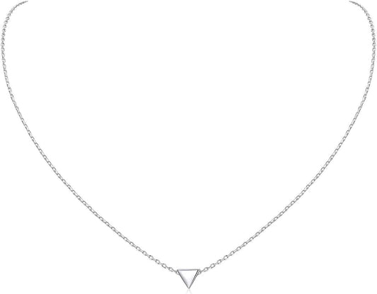 ChicSilver Personalized 925 Sterling Silver Dainty Small Heart/Star/Moon/Dot/Triangle Pendant Necklace for Women, Silver/Gold/Rose Gold/Black (with Gift Box)