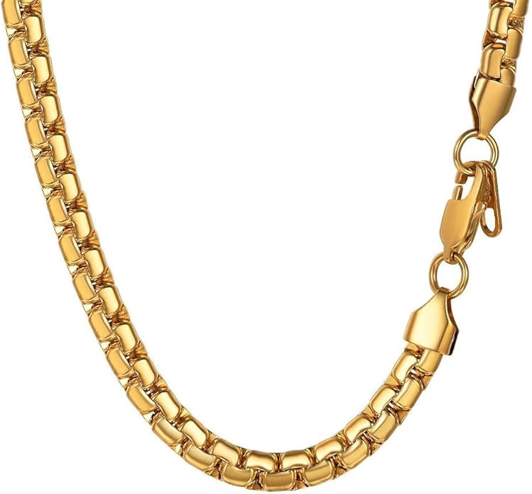 PROSTEEL Stylish Stainless Steel Round Link Chain Necklace for Men, 2mm/4mm/6mm/8mm. Silver/Gold/Black Tone, Hypoallergenic Jewelry, 14"-30", Come with Box