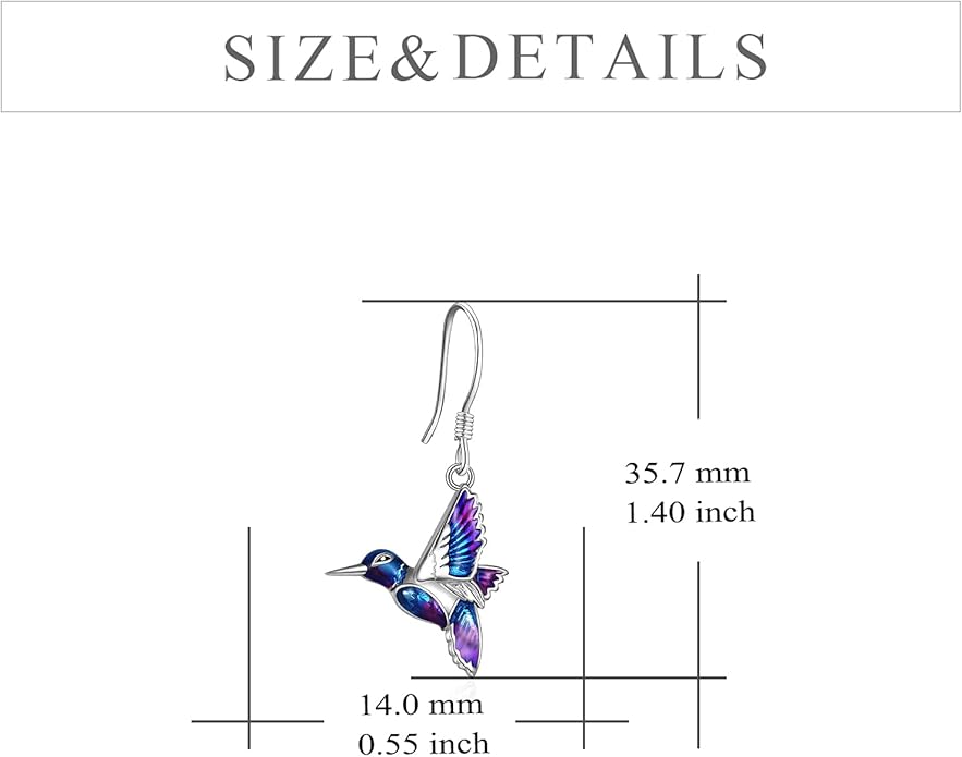YFN Hummingbird Earrings Bird Dangle 925 Sterling Silver Jewelry Gifts for Women