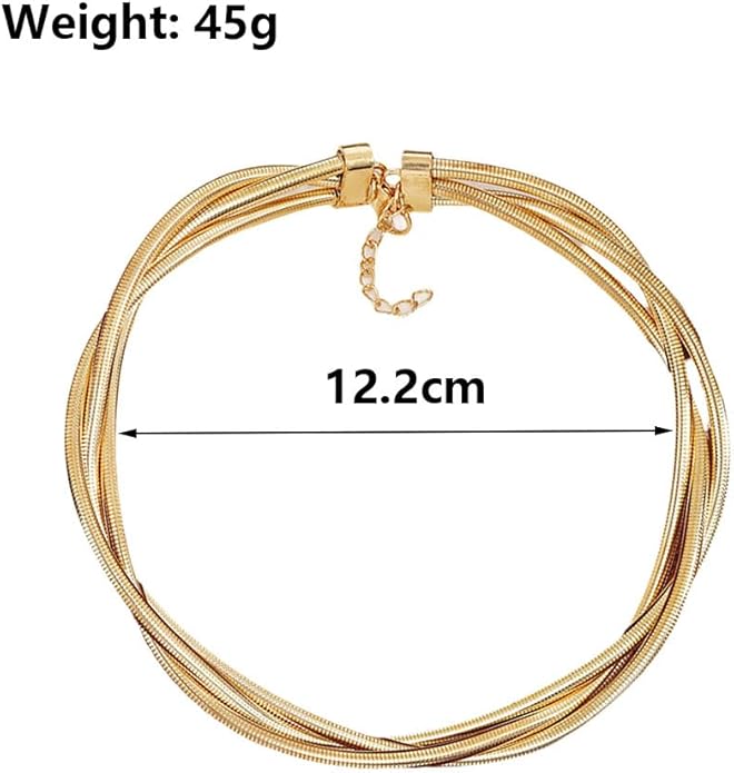 Chunky Gold Statement Choker Neckalce for Women Layered Snakebone Chain Collar Necklace Twist Wrap Stainless Steel Choker Punk Aesthetic Jewelry Gifts