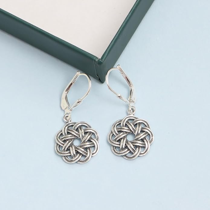 LeCalla 925 Sterling Silver Leverback Drop Earrings | Lightweight Celtic-Knot Filigree Heart Teardrop Dangle Earring for Women's Gift for Her