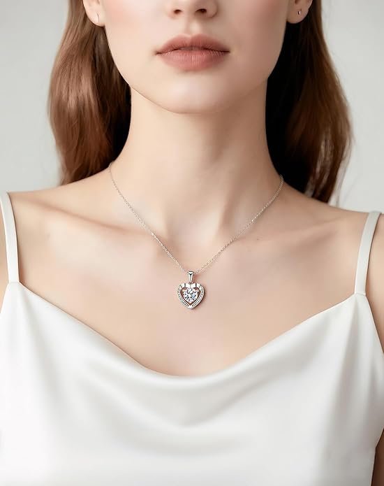 Mothers Day Gifts, Mom Gifts from Daughter Son, Necklace for Mom, Silver Necklace Gifts with Rose Flower for Grandma Daughter Girlfriend and Wife on Birthday Anniversary