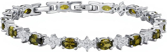 Tennis Birthstone Bracelets Sterling Silver Bracelets Charm Jewelry Birthday Gifts for Women,Girlfriend,Wife,Mom - Graduation, Friendship,Birthday, Anniversary