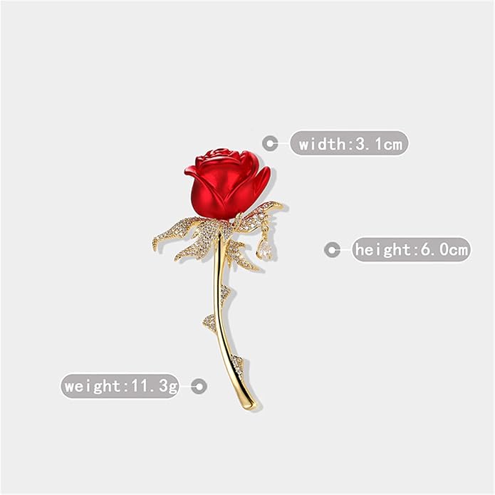 AILONMEI Red Rose Flower Brooches and Pins for Women Costume Jewelry Brooch Pins Broches Jewelry for Women Elegant Lady Pin