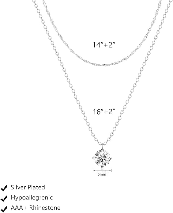 Zeffy Diamond Necklaces for Women, Dainty Gold Necklace 18k Gold Plated Layered Necklaces Simple Gold CZ Diamond Pendant Necklaces for Women Trendy Jewelry Gifts for Girls