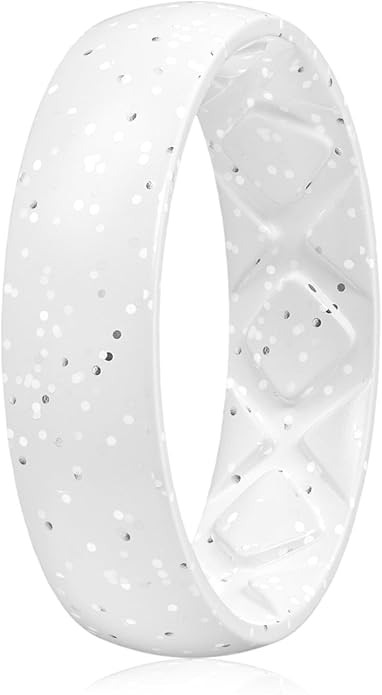 Egnaro Women's Bridal Rings Sets, 6mm Wide, 2mm Thick, Silicone Wedding Rubber Band with Half Size, Inner Arc Ergonomic Breathable Design
