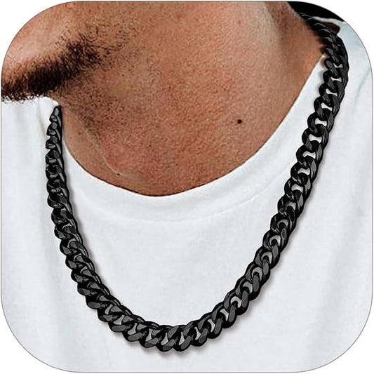 PROSTEEL Miami Cuban Link Chain for Men, 18K Gold/Black/Stainless Steel Necklace,6mm/9mm/12mm Width, Upgrade Clasp & Durable Chain for Mens Womens Jewelry,18"-30",with Gift Box