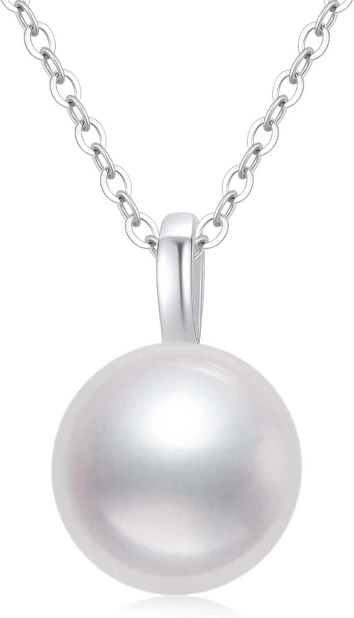 10K Gold Freshwater Culturend Pearl Pendant Necklaces for Women, Birthda Jewelry Gifts for Her, 16-18 Inch
