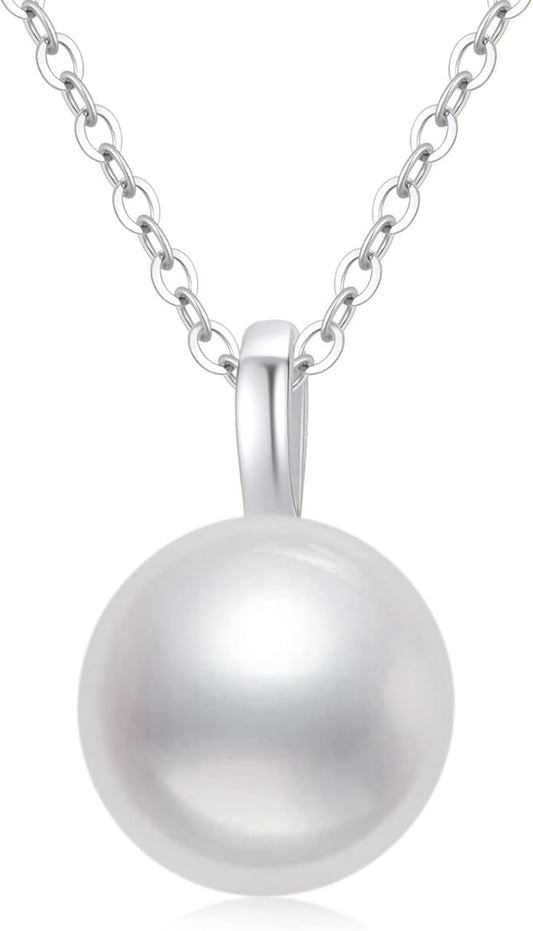 10K Gold Freshwater Culturend Pearl Pendant Necklaces for Women, Birthda Jewelry Gifts for Her, 16-18 Inch