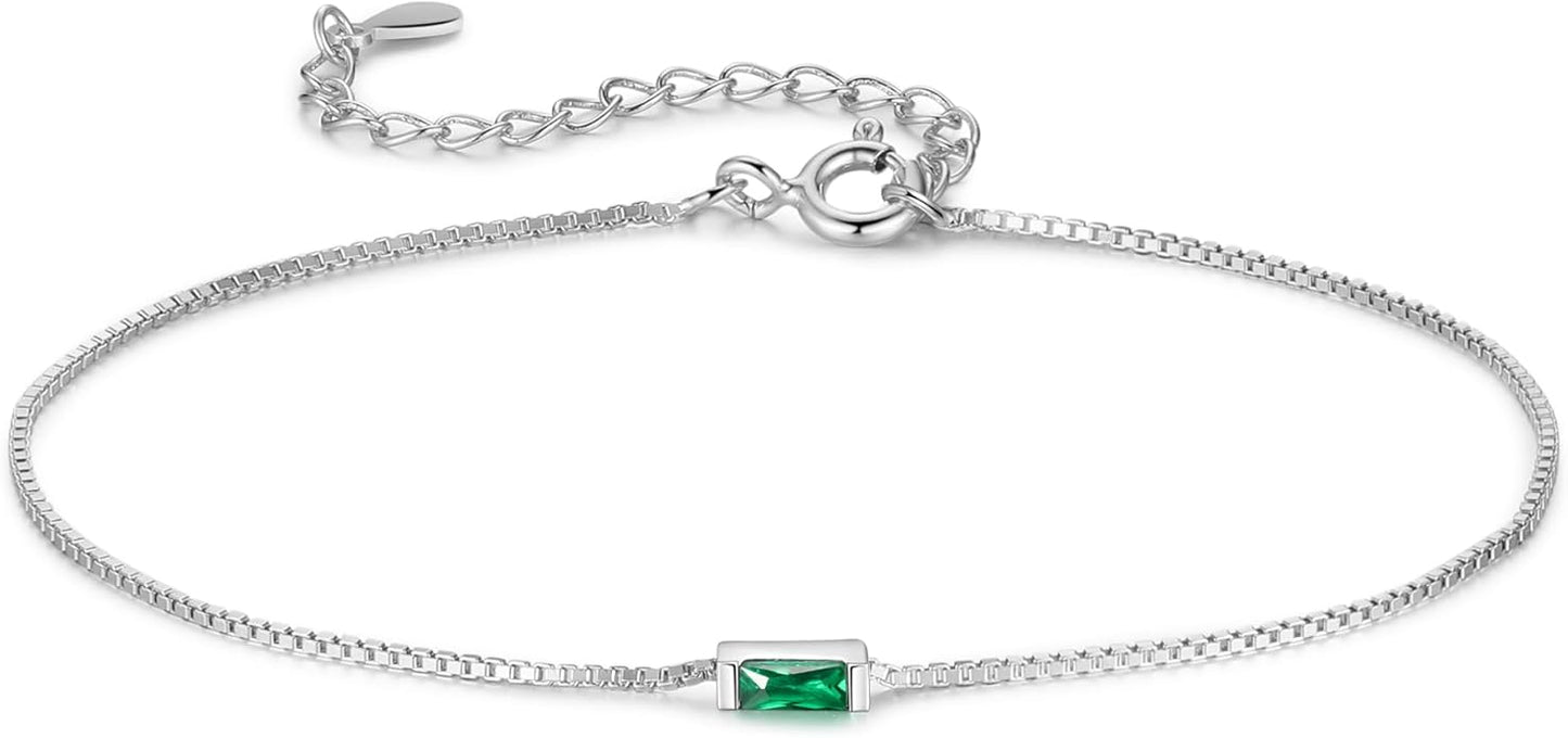 925 Sterling Silver Personalized Mom Birthstone Bracelets for Women — Custom Adjustable Dainty Jewelry for Mother’s Day, Birthday, Christmas Gifts for Mom Grandma Wife