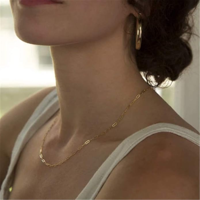 Turandoss Dainty Layered Choker Necklace, Handmade Y Pendant Necklace Multilayer Bar Disc Necklace Adjustable Layering Choker Necklaces for Women