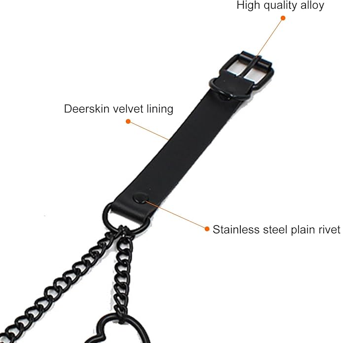 Love Heart Choker Collar Necklace, Adjustable Leather Punk PU Necklace Goth Choker Soft Collar Chain for Women