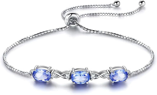 Italian Sterling Silver Women's Tennis Bracelets | Ladies' Sterling Silver Rope Adjustable Bracelet with Crystals | Gift for She