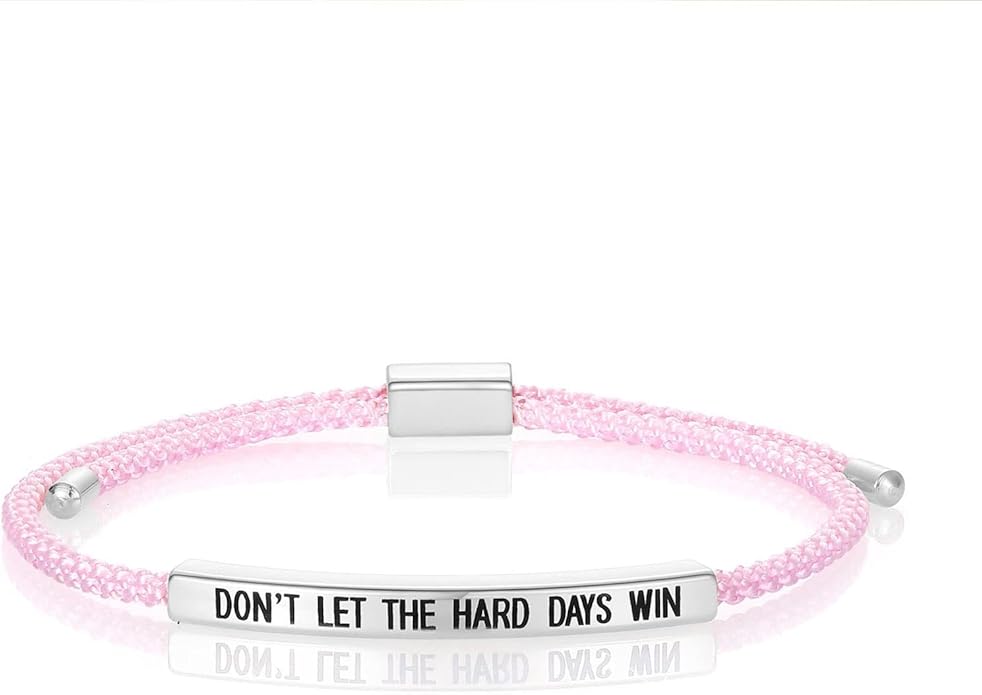 KHKINDPRO Dont Let The Hard Days Win Bracelet for Women Men, Handmade Braided Adjustable Wrap Stainless Steel To My Daughter/Best Friend Inspirational Gifts Ladies Jewelry