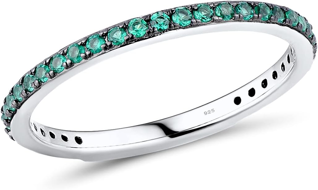 Santuzza 925 Sterling Silver Stackable Ring Engagement Wedding Band Stacking Ring for Women
