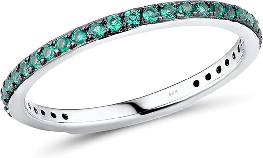 Santuzza 925 Sterling Silver Stackable Ring Engagement Wedding Band Stacking Ring for Women