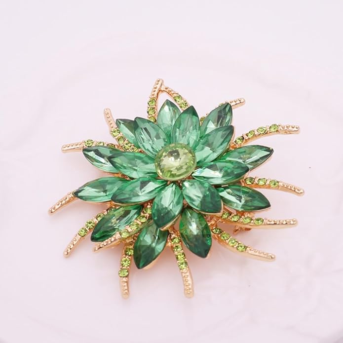 Rhinestone Large Flower Brooches Pins for Women Fashion Sparkly Crystal Sunflower Statement Brooch Unique Wedding Party Suit Dress Jewelry Accessories