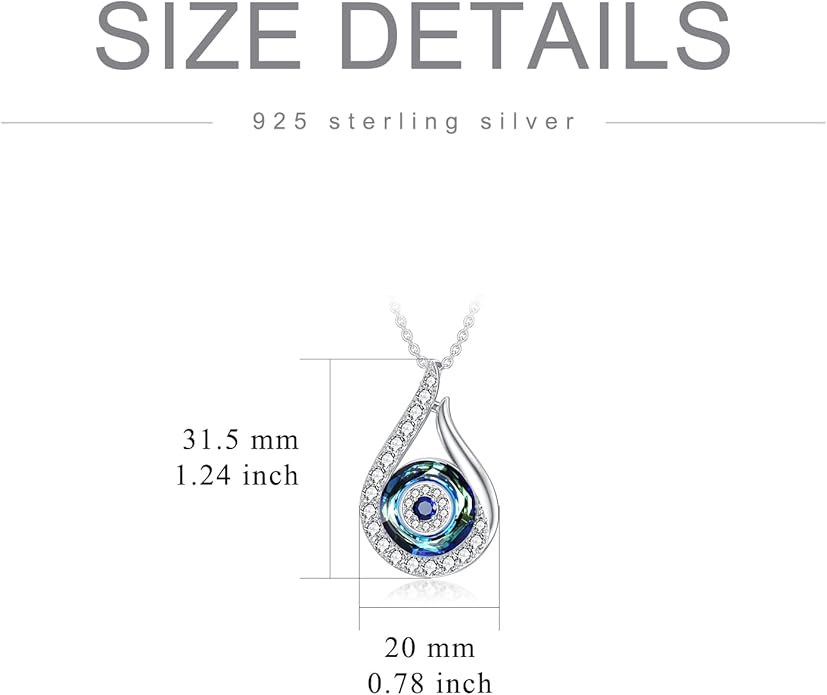PELOVNY Evil Eye Necklaces 925 Sterling Silver Nazar Eye Protection Necklace Amulet Jewelry Gifts for Women