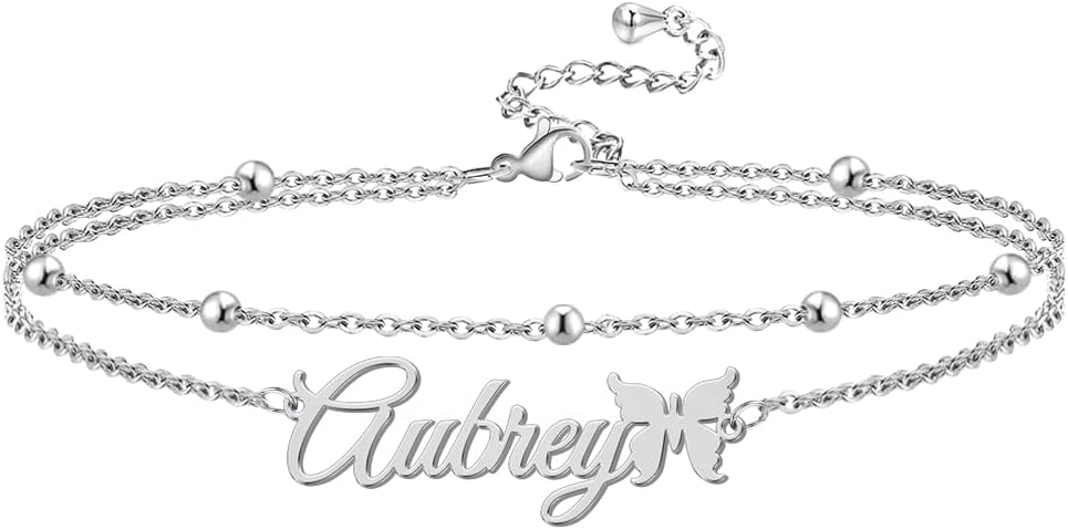 Yofair Ankle Bracelets for Women 18K Gold Plated Custom Gold Name Anklet Personalized Dainty Anklet Bracelet Summer Beach Jewelry for Women