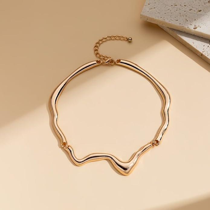 Punk Dripping Water-drop Choker Necklace for Women,Thick Drippy Chain Liquid Metal Collar Necklace Rocker Hip-hop Necklace Cool Metallic Unique Funky Statament Grunge Jewelry