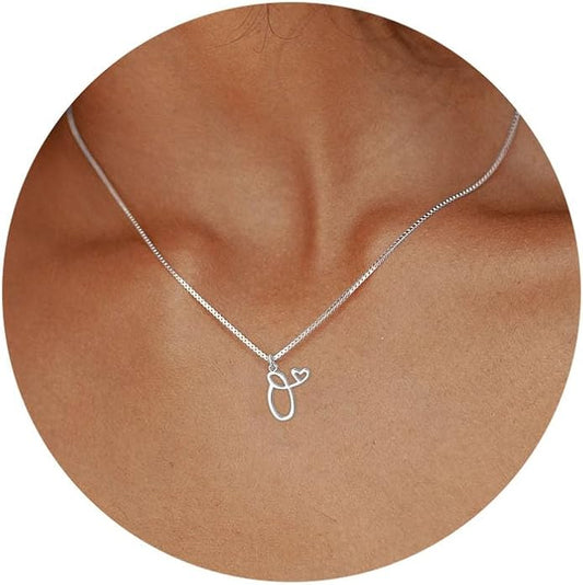 Initial Necklaces for Women Trendy, Dainty Silver Letter Necklace Cute Pendant Choker Name Necklace Personalized Costume Monogram Silver Jewelry Necklace for Women Valentines Gifts