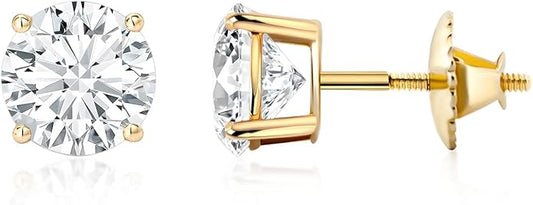Scottsdale Diamond 14K Gold 0.5 to 4 Carat Certified LAB GROWN Diamond Stud Earrings for Women Her Round Cut 4 Prong Screw Back Fine Jewelry (E/F Color, VS1-VS2 Clarity)