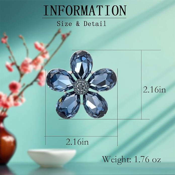 Flower Brooch Pin - Rhinestone Flower Pin 18k Gold Plated - Thanksgiving Day, Birthday, Wedding Gifts for Mom, Wife