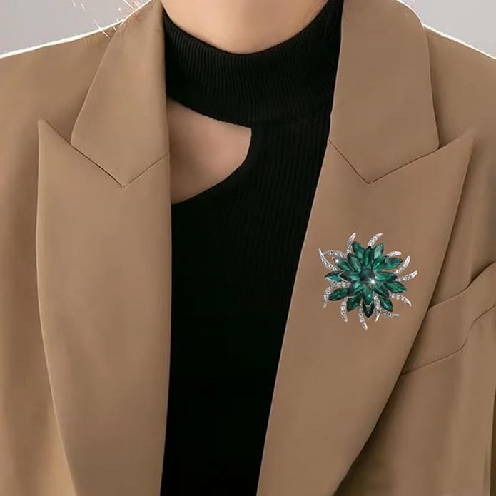Large Crystal Flower Brooch Pin for Women Red purple pink green Rhinestone Flower Lapel Pin Wedding Party Birthday Dance Banquet Dress Suit Ceremony Clothes Hat Bag Accessories Jewelry