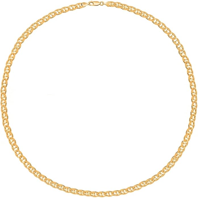 Savlano 925 Sterling Silver Chain Anklet Rope, Figaro, Mariner, Curb - 18K Gold Plated Chain Anklet Available in 9, 10 and 11 - Inches for Women Comes with a Gift Box - Made in Italy